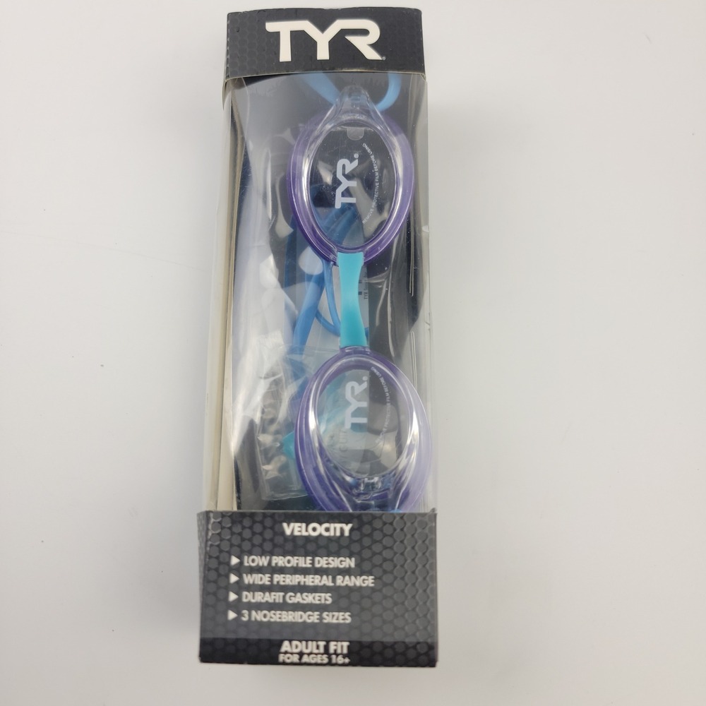 TYR Velocity Adult Swim Goggles Clear Blue LGVPDQ FINA Approved NEW